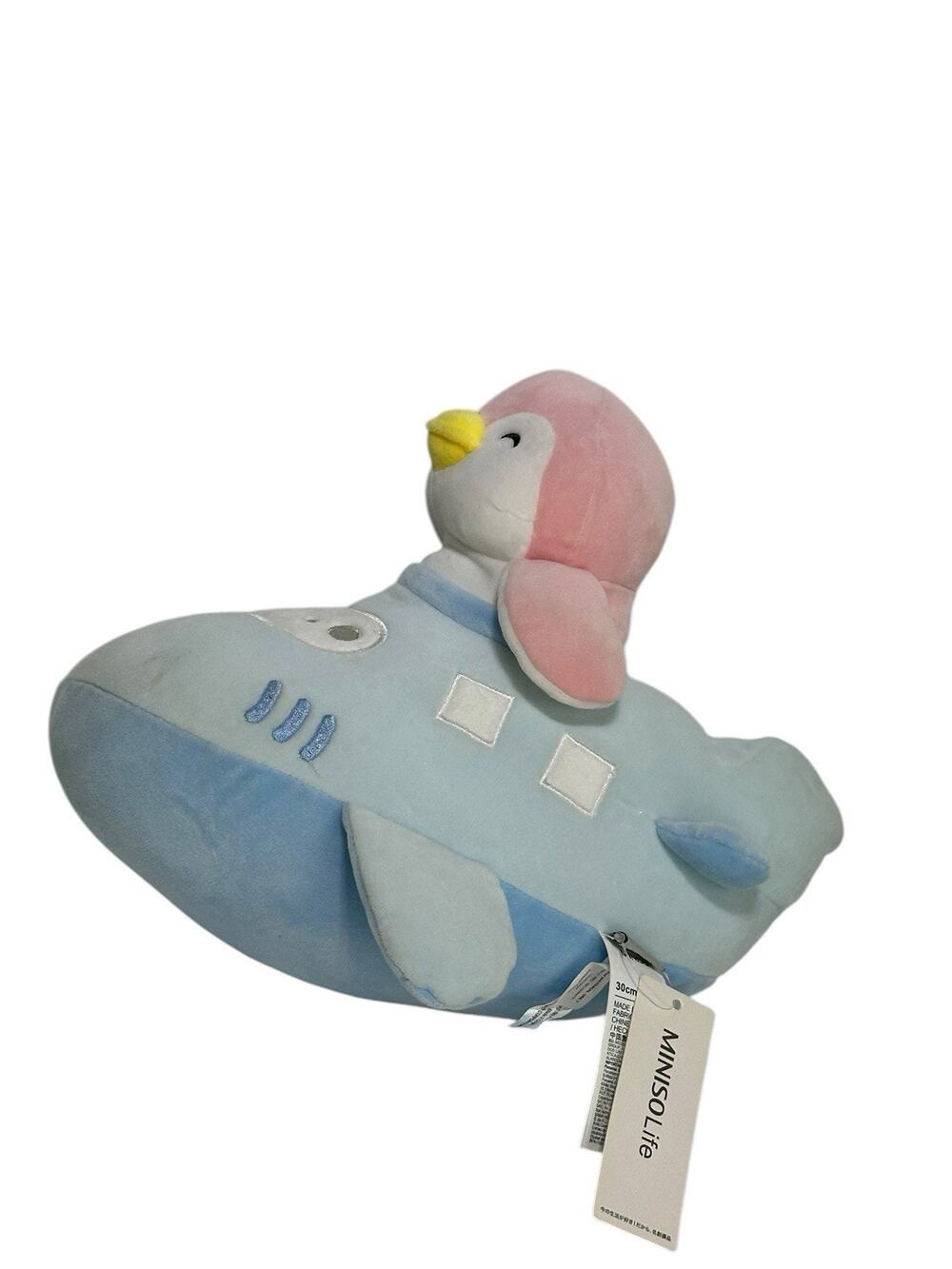 Miniso Life Penguin Airplane Plush Toy Pink Blue Soft Travel Series New STAINS